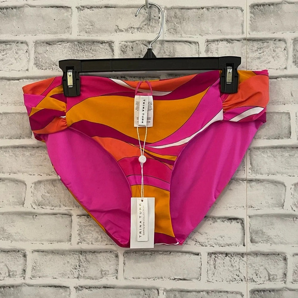 NWT! Women’s TRINA TURK Vivid Vista Printed Shirred high waist bikini bottoms 14 - Picture 2 of 6